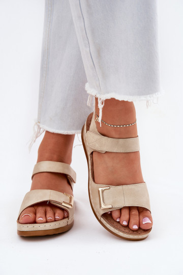 Comfortable Women's Wedge Sandals Beige Sadevale 2