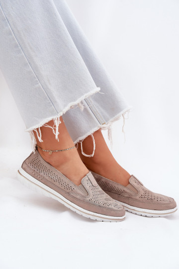Suede Slip-on Shoes Beige-Gold Inez