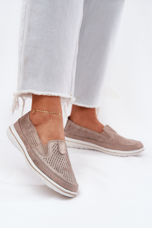 Suede Slip-on Shoes Beige-Gold Inez Suede Slip-on Shoes Beige-Gold Inez