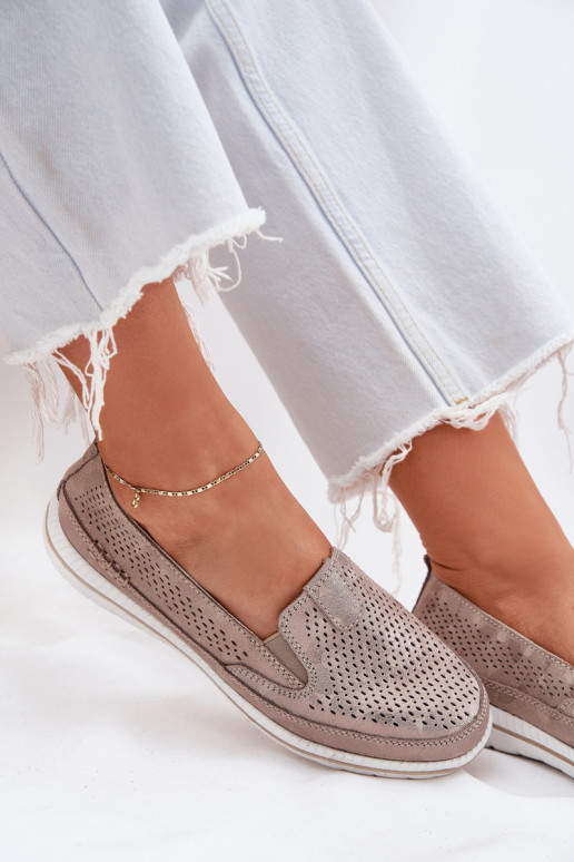 Suede Slip-on Shoes Beige-Gold Inez Suede Slip-on Shoes Beige-Gold Inez