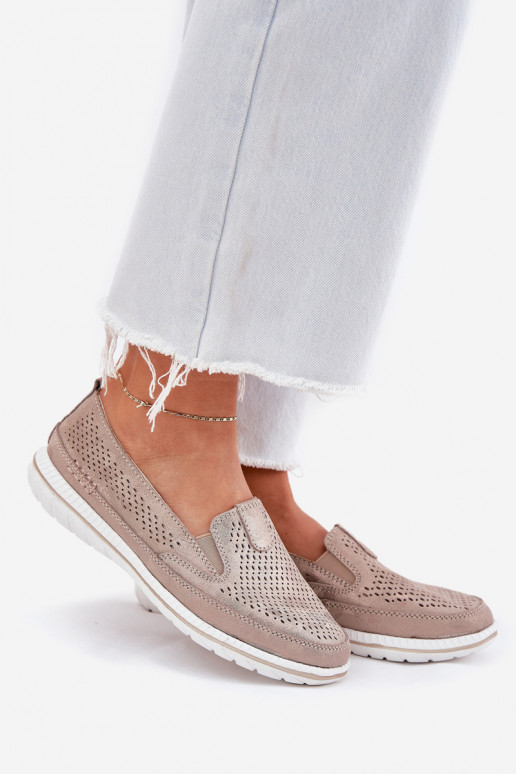 Suede Slip-on Shoes Beige-Gold Inez Suede Slip-on Shoes Beige-Gold Inez
