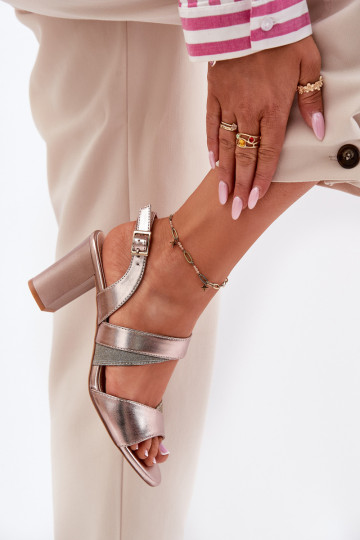 Women's Heeled Sandals Sergio Leone SK866 Rose Gold 2