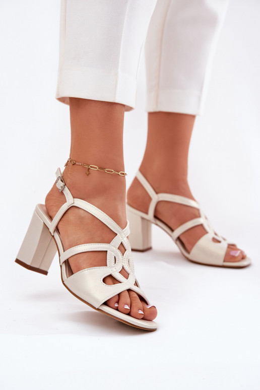 Ladies Heeled Sandals Sergio Leone SK884 Pearl