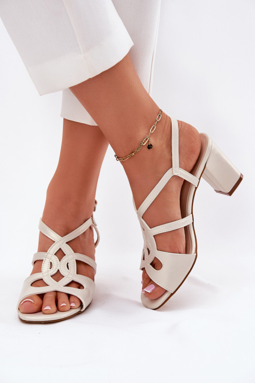 Ladies Heeled Sandals Sergio Leone SK884 Pearl