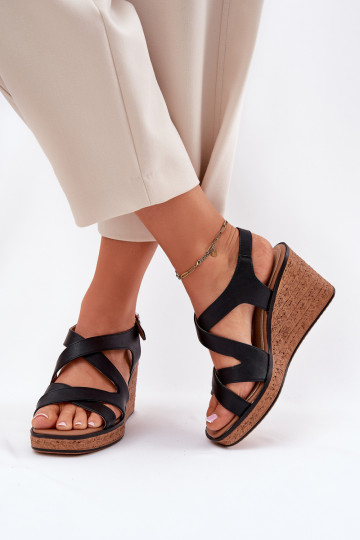 Wedge Sandals For Women Sergio Leone SK223 Black