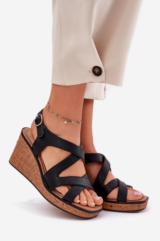 Wedge Sandals For Women Sergio Leone SK223 Black