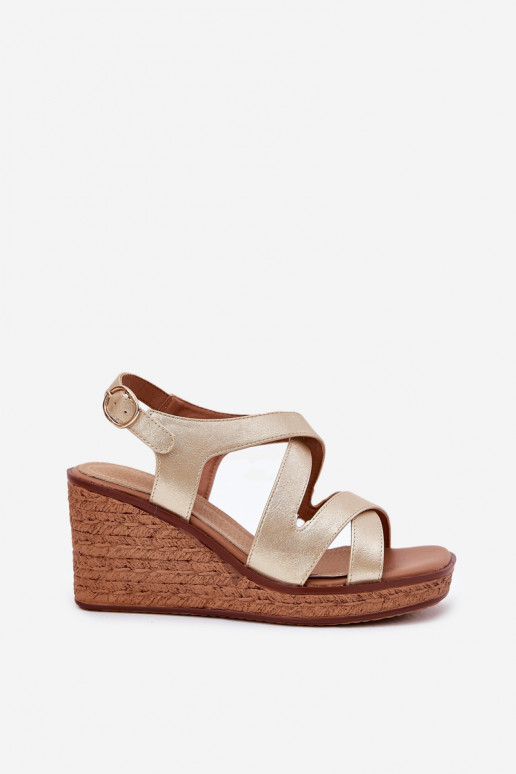 Sandały Damskie Na Koturnie Sergio Leone SK223 Złote