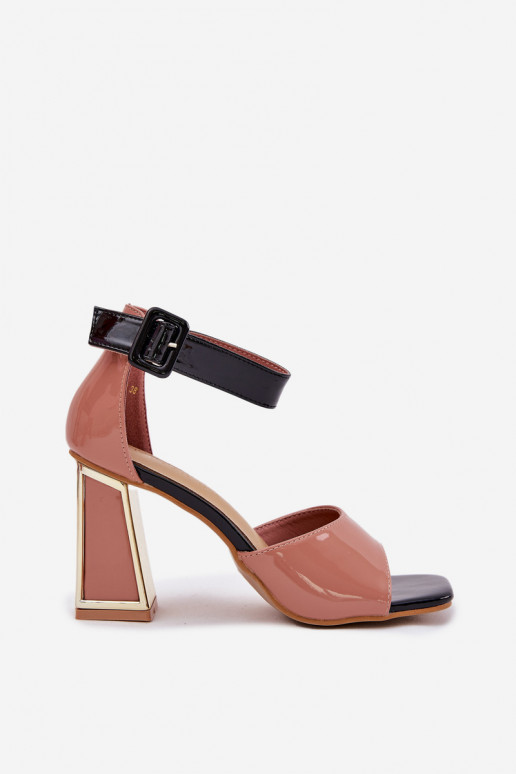 Lacquered Women's Sandals On Heel Vinceza 20266 Pink