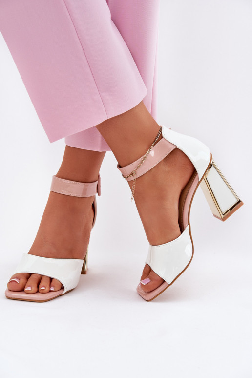 Lacquered Women's Sandals On Heel Vinceza 20266 White