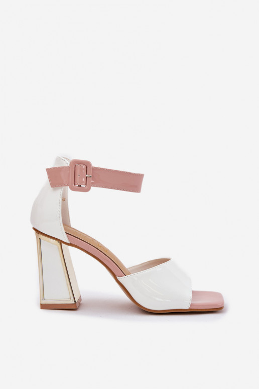 Lacquered Women's Sandals On Heel Vinceza 20266 White