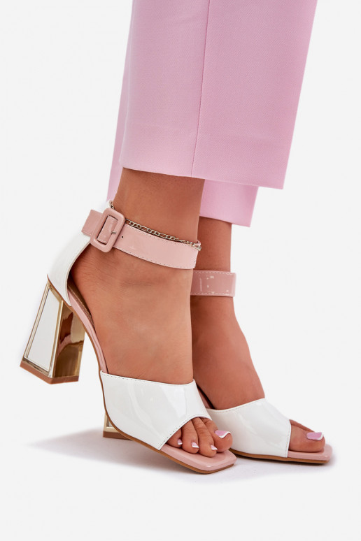 Lacquered Women's Sandals On Heel Vinceza 20266 White