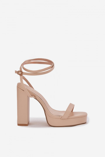 Women's Heeled Sandals With Strap Beige Fevenne 2
