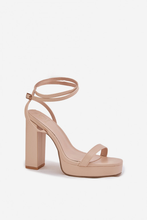 Women's Heeled Sandals With Strap Beige Fevenne