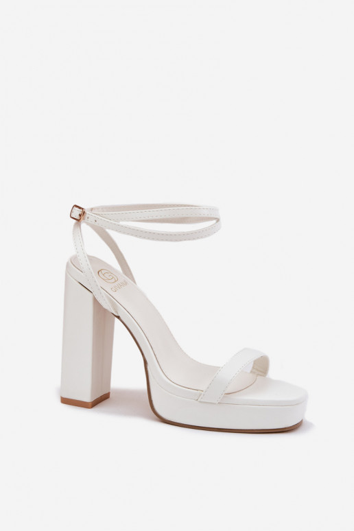 Women's Heeled Sandals With Strap White Fevenne