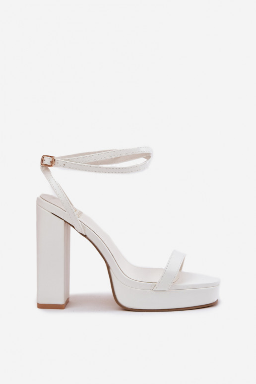 Women's Heeled Sandals With Strap White Fevenne