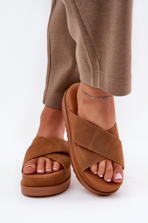 Women's Platform Sandals With Intertwined Straps Camel Rinasara