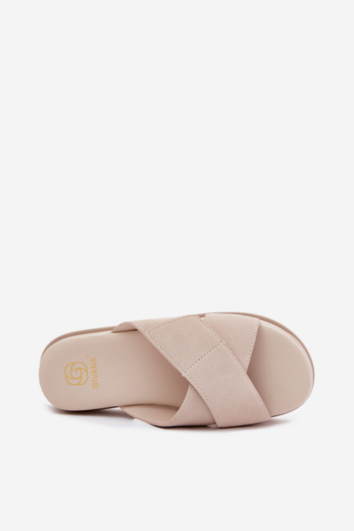 Women s Platform Slippers With Intertwining Straps Beige Rinasara