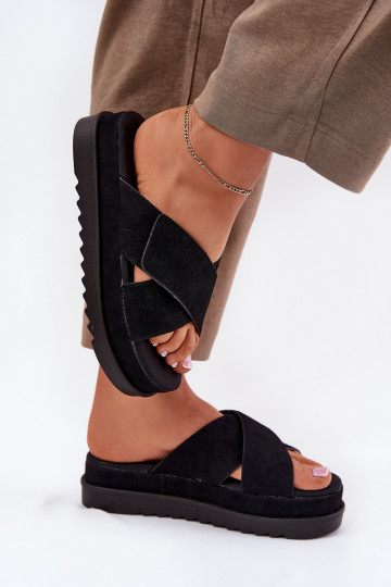 Womens platform sandals with intertwining straps black Rinasara