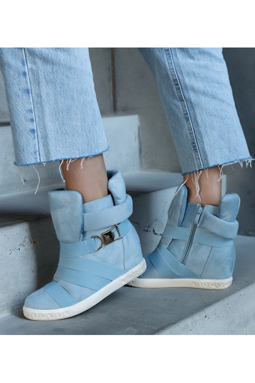 Niebieskie sneakersy na koturnie Rangel