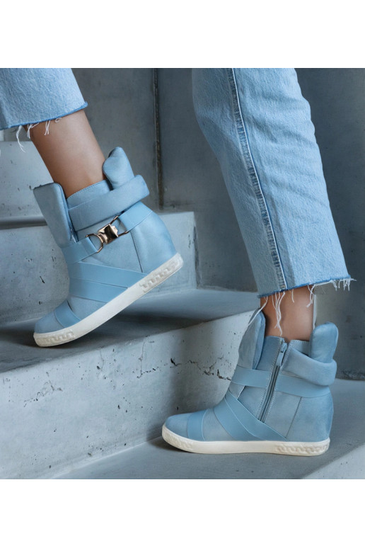 Niebieskie sneakersy na koturnie Rangel