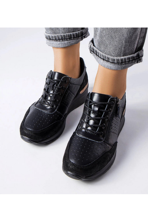 Czarne ażurowe skórzane półbuty Jazzar