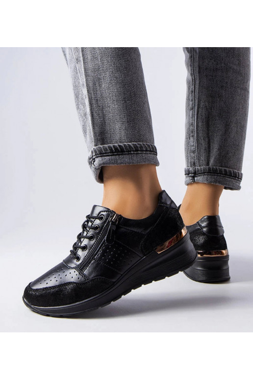 Czarne ażurowe skórzane półbuty Jazzar