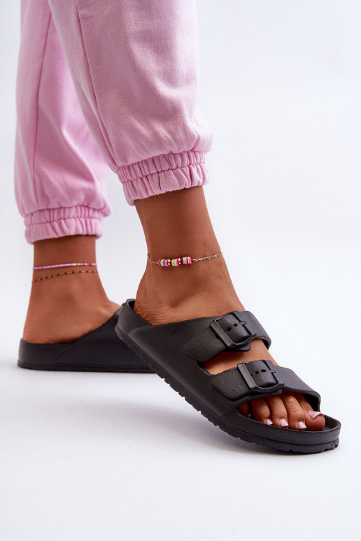 Women's Foam Flip-Flops with Buckles Black Luciene