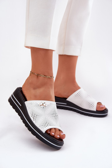 Ladies leather wedges Vinceza 41477 white