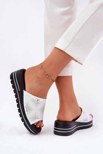 Ladies leather wedges Vinceza 41477 white 2