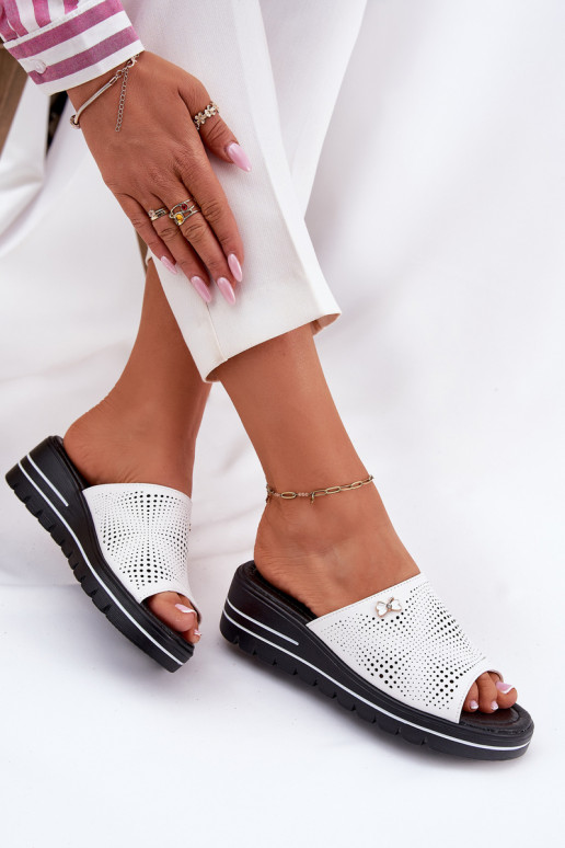 Ladies leather wedges Vinceza 41477 white