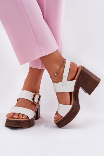 Ladies sandals on a chunky heel and platform White Vinceza 17387 2