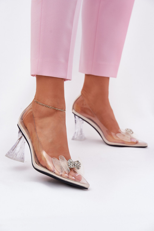 Transparent Heels With Bow Vinceza 62213 Beige