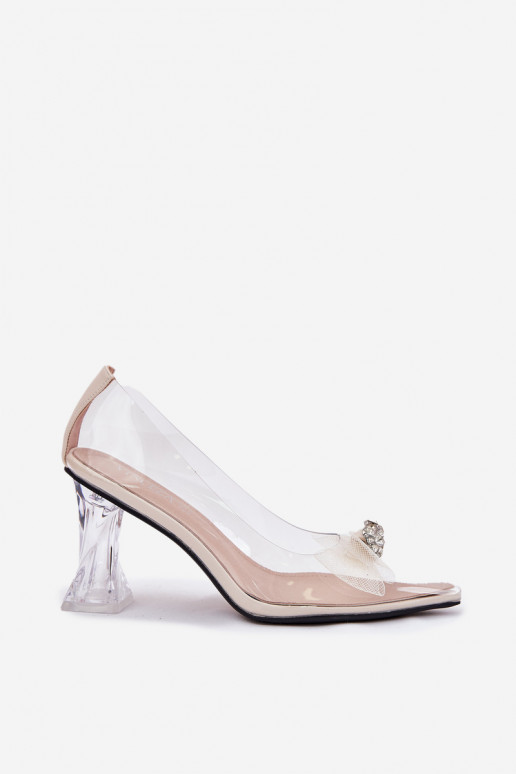 Transparent Heels With Bow Vinceza 62213 Beige