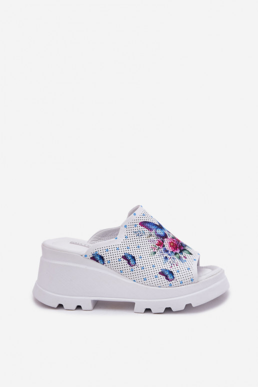 Women's Leather Wedge Sandals Artiker 56C0428 White