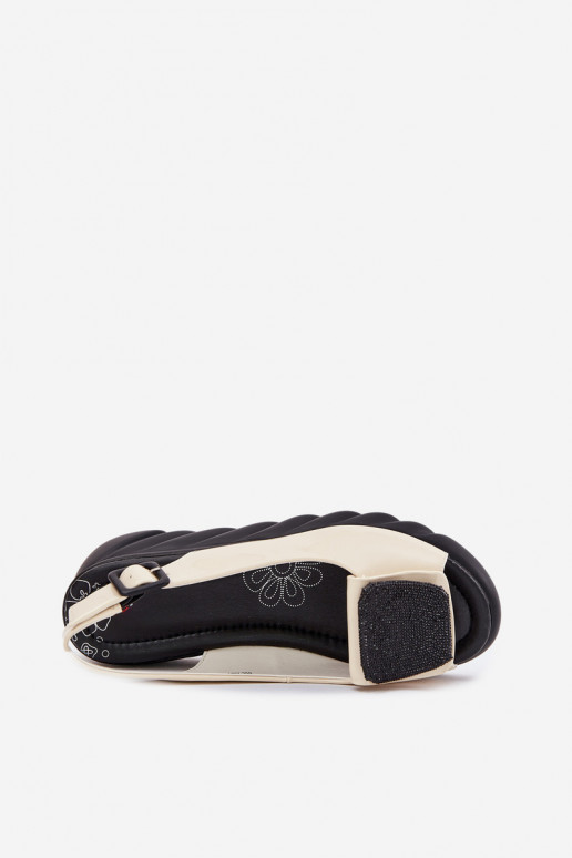 Leather Patent Ladies Wedge Sandals with Decoration Artiker Beige 56C1567