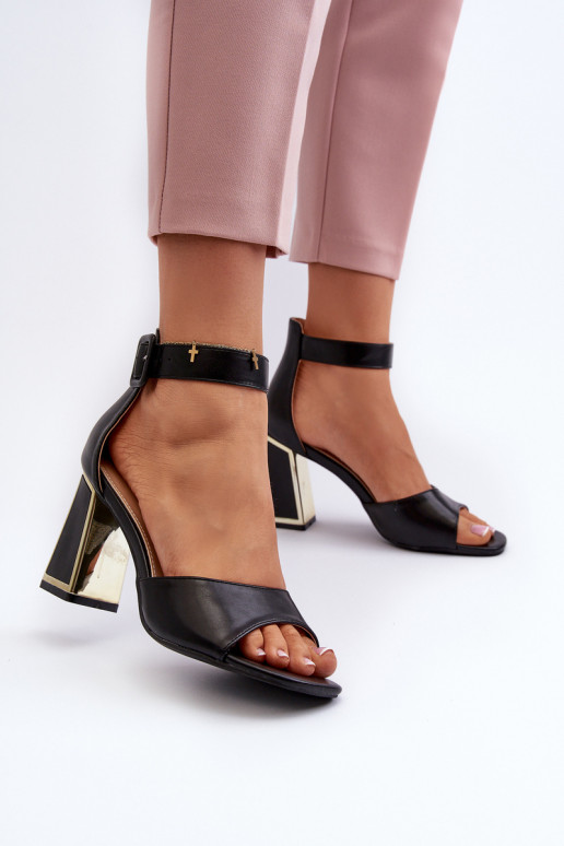 Elegant Black Women's Sandals with Heel Rosazara Elegant Black Women's Sandals with Heel Rosazara
