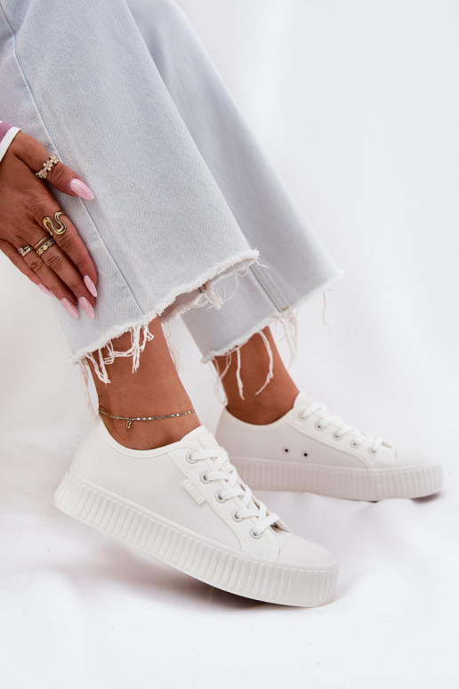 Women Fabric Sneakers On Platform Big Star RR274776 White