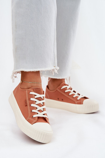 Women s fabric sneakers on platform Big Star RR274778 Orange