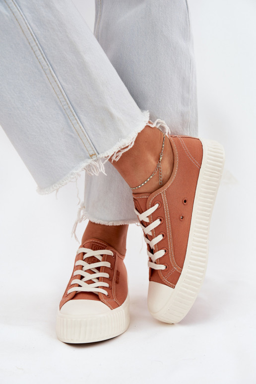 Women s fabric sneakers on platform Big Star RR274778 Orange