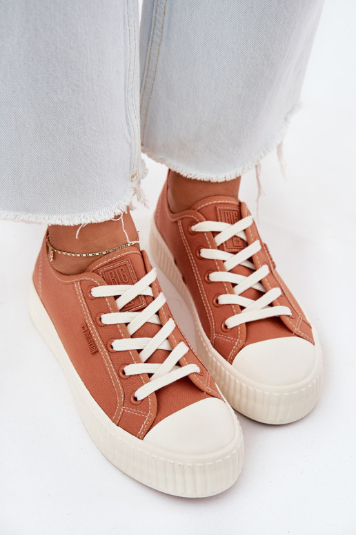Women s fabric sneakers on platform Big Star RR274778 Orange