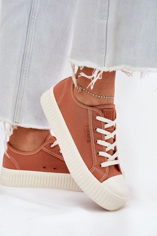 Women s fabric sneakers on platform Big Star RR274778 Orange