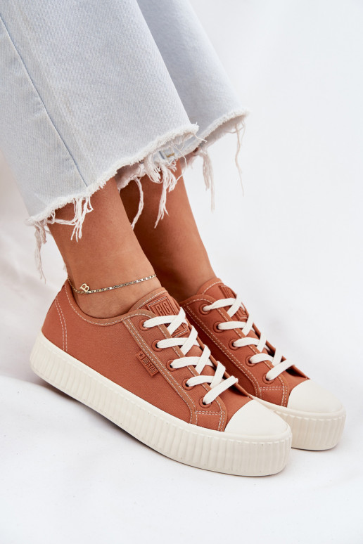 Women s fabric sneakers on platform Big Star RR274778 Orange