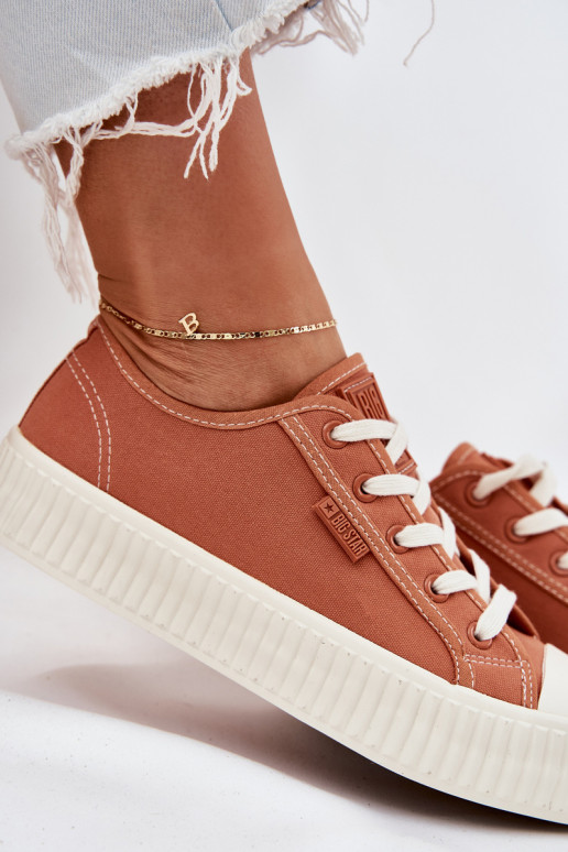 Women s fabric sneakers on platform Big Star RR274778 Orange