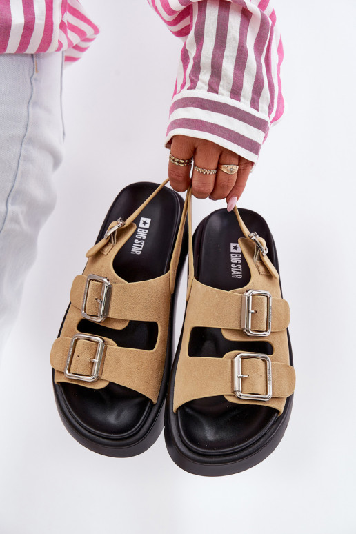 Suede Women's Sandals With Buckles Big Star RR274665 Beige