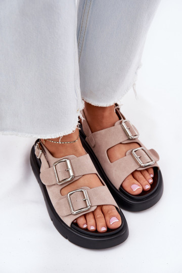 Suede Women's Sandals with Buckles Big Star RR274663 Light Pink