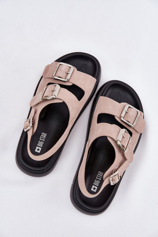 Suede Women's Sandals with Buckles Big Star RR274663 Light Pink