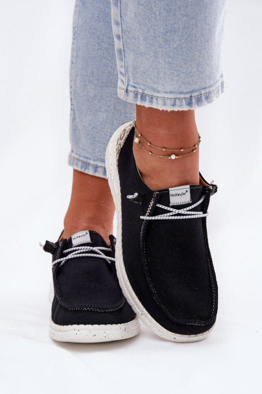 Lekkie Materiałowe Półbuty Damskie McKeylor 96116 Czarne