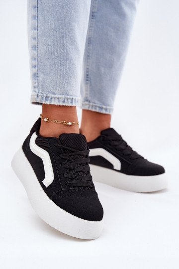 Sneakersy Damskie Na Platformie Czarne Tellnira 2