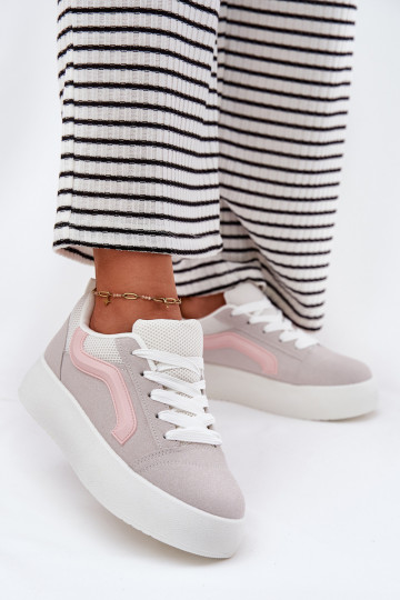 Sneakersy Damskie Na Platformie Szare Tellnira
