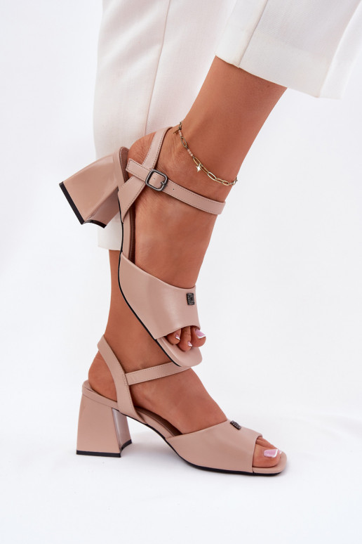 Women's Heeled Sandals Vinceza 62235 Beige